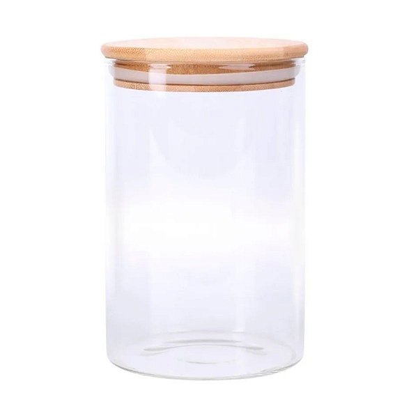 Pote Hermético Mantimentos Vidro Tampa De Bambu 8x6 Cm Organizador Alimentos