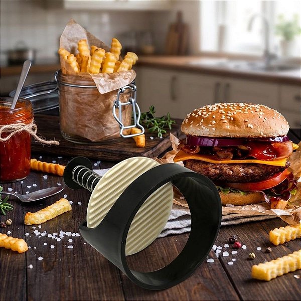 Molde De Hamburguer Caseiro Artesanal Mola Pressionar 10 Cm