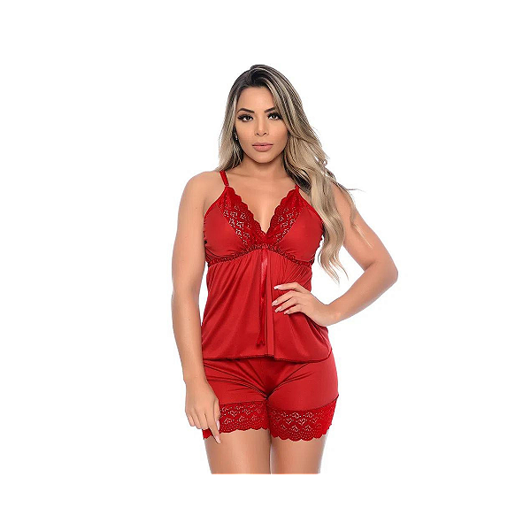 Short Doll em Malha Com Fita Em Cetim