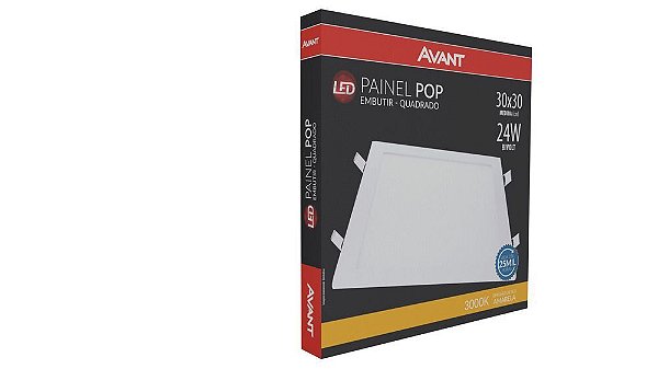 Painel De LED Pop De Embutir 24W 3000K Quadrado Bivolt - Avant