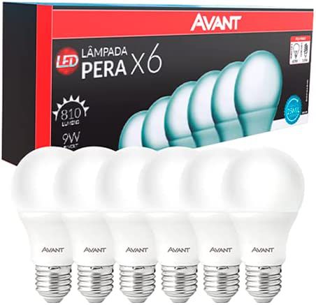 Kit Com 6 Lâmpadas LED Bulbo 9W 6500K - Avant