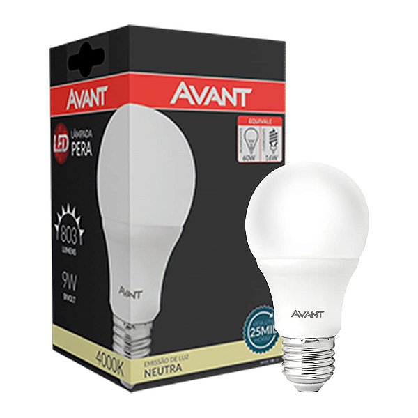 Lâmpada Led Bivolt Bulbo 9W 4000K Soquete E27- Avant