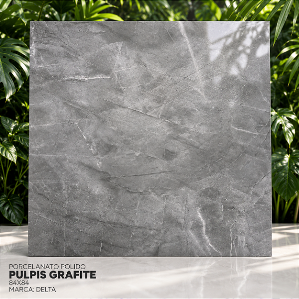 Porcelanato Pulpis Grafite Polido 84x84 2,80M - Delta Porcelanato