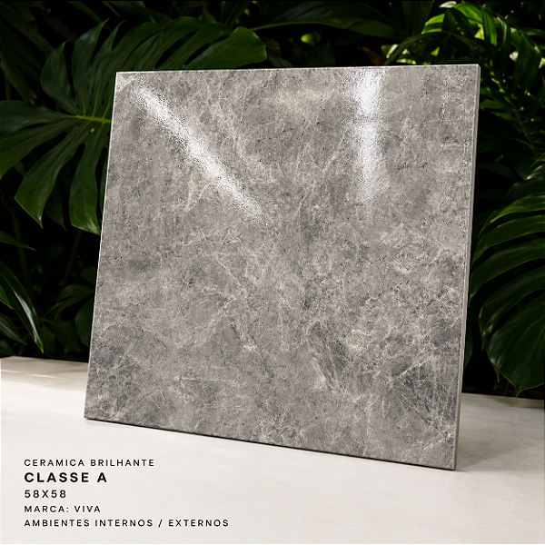 Piso Cerâmico Brilhante Classe A 58x58 Viva