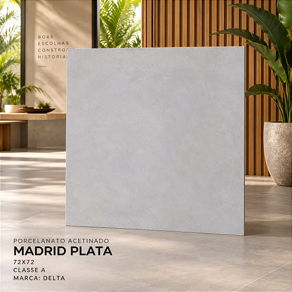 Porcelanato Madrid Plata-73 Acetinado 73x73Cm CL: A 2,65M² - Delta Porcelanato