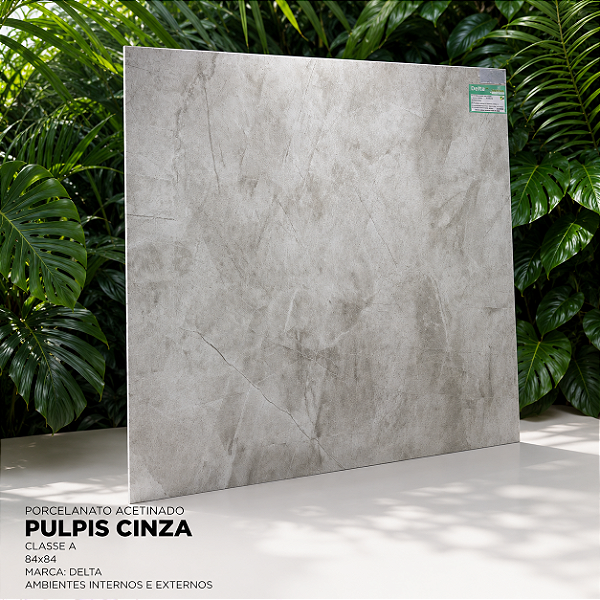 Porcelanato Acetinado Classe A 84x84 Pulpis Cinza Delta Interno e Externo