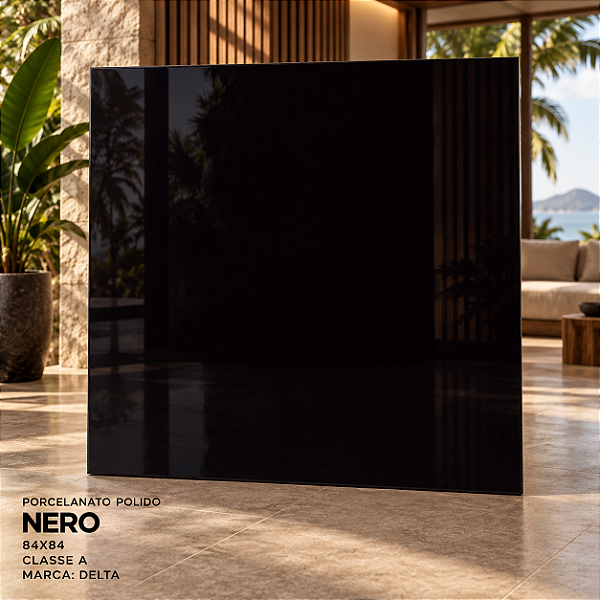 Porcelanato Nero Polido 84x84Cm 2,80M² - Delta