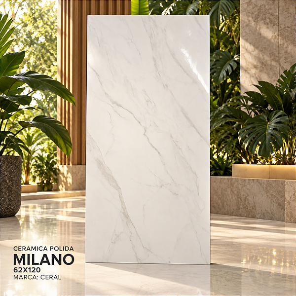 Piso Cerâmico Milano Polido 62x120cm Mármore 2,98M² - Ceral