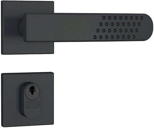 Fechadura Externa 803/21 Roseta Quadrada Preto Fosco - Stam