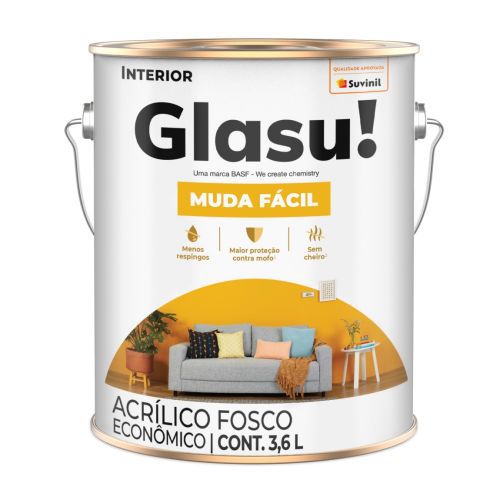 Tinta Acrílica Muda Fácil Verde Mineral Fosco 3,6L - Glasu