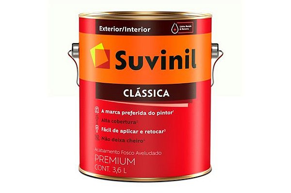 Tinta Acrílica Premium Clássica Fosco Branco Neve 3,6l - Suvinil