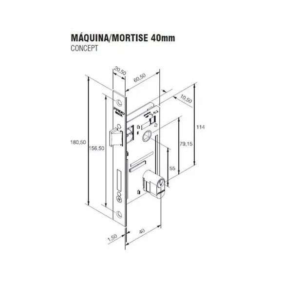 Fechadura Interna Concept Roseta Quadrada 408-40 Preta - Pado