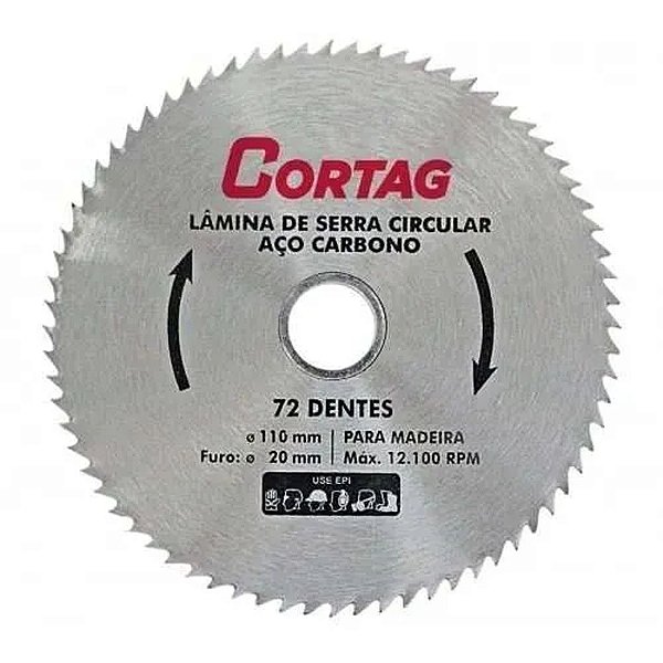 Disco De Serra Circular Para Madeira 72 Dentes 110mm - Cortag