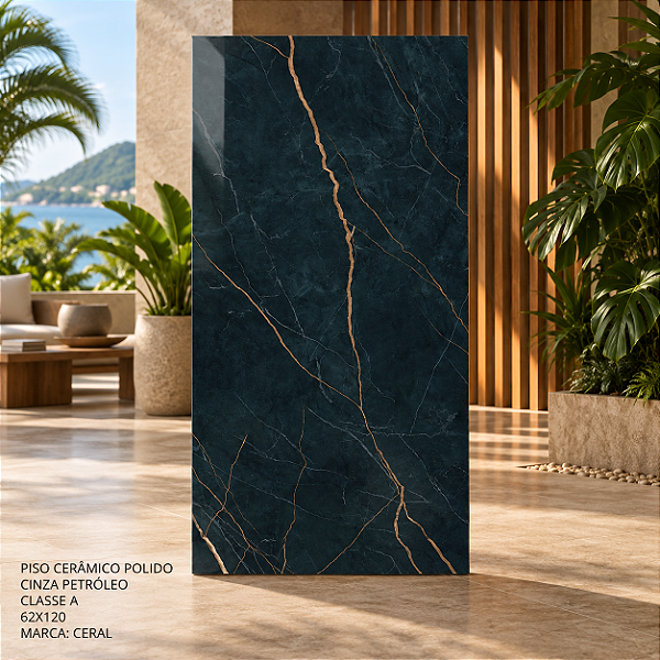 Piso Cerâmico Petroleo Polido 62X120cm CL:A 2,98m² - Ceral