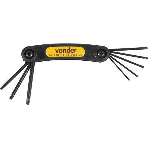 Jogo De Chaves Torx Hexalobular De T06 A T25 Com 8 Peças - Vonder