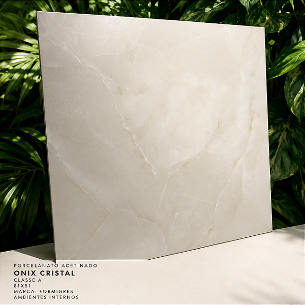 Piso Cerâmico Acetinado Classe A 81x81 Onix Cristal Formigres