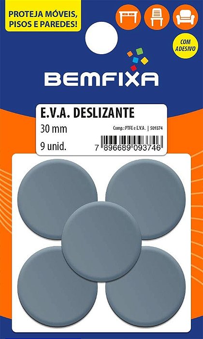 Protetor Adeviso Redondo Em Eva Cinza 30mm 9un - Bemfixa
