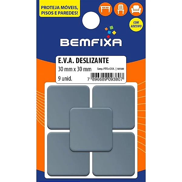 Protetor Adesivo Quadrado Em Eva 9un - Bemfixa