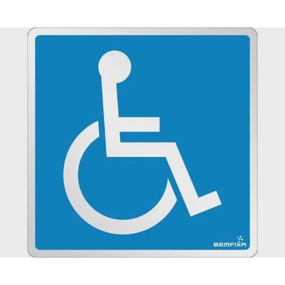 Placa Sinalizadora Deficiente Físico Autoadesiva 15x15 - Bemfixa