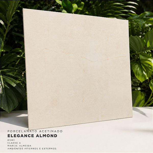 Porcelanato Acetinado Classe A 81x81 Elegance Almond Almeida