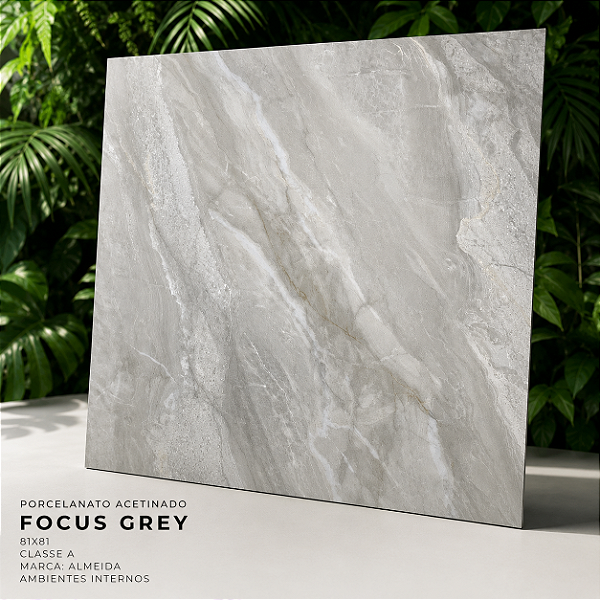 Porcelanato Acetinado Classe A 81x81 Focus Grey Almeida
