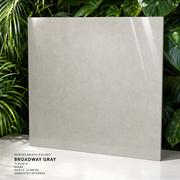 Porcelanato Polido Classe A Broadway Gray Almeida 80x80