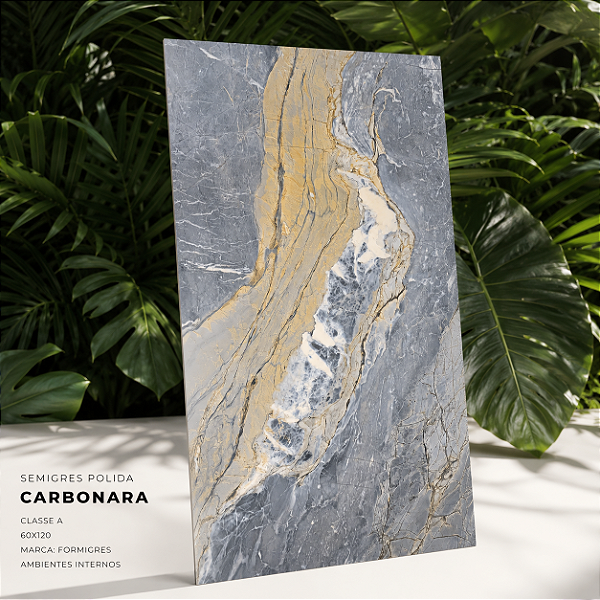 Piso SemiGres Polido Classe A 60x120 Carbonara Formigres