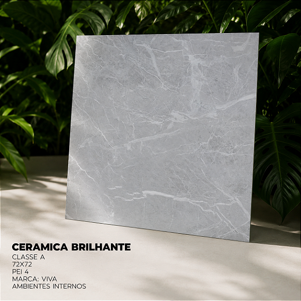 Piso Cerâmico Brilhante Classe A 72x72 PEI 4 Viva