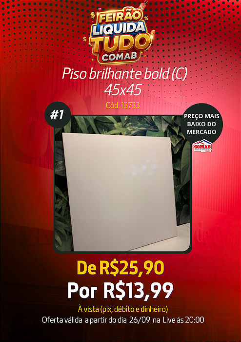 PISO CERAMICO BRILHANTE (C) 45X45 2,32