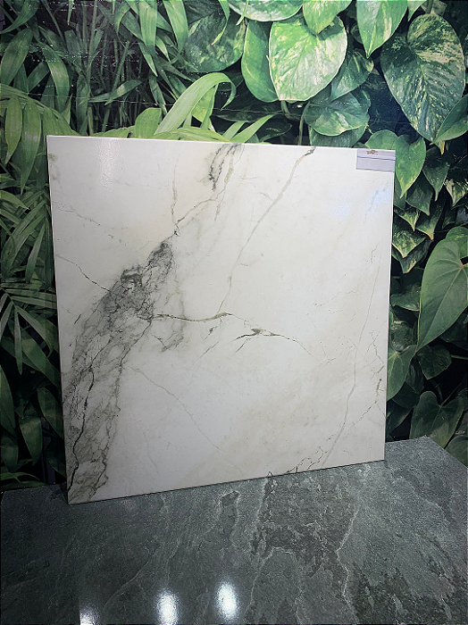 Piso Ceramica Praule HD 61,5x61,5 Ceral Marmorizado Branco
