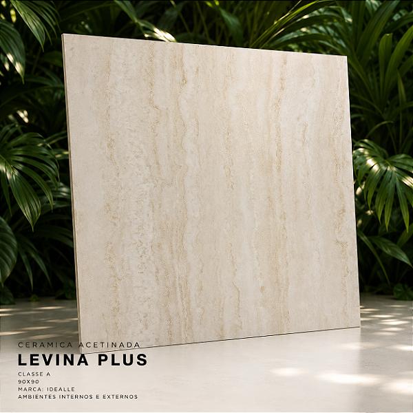 Cerâmica Acetinada Retificada 90x90 Levina Bege Claro Classe A