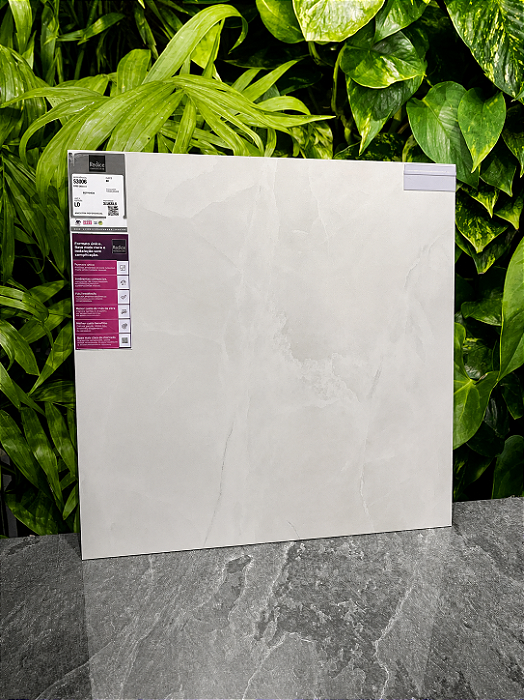 Porcelanato Acetinado 53,6x53,6 Onix Grigio Cinza Marmorizado