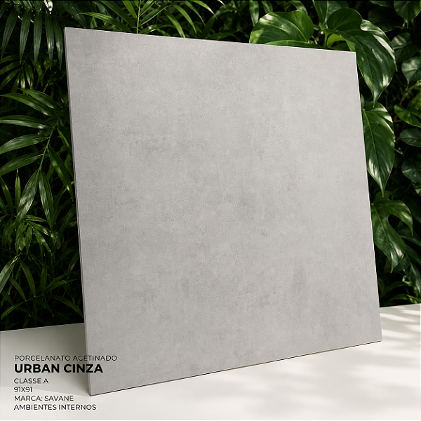 Porcelanato Acetinado Classe A 91x91 Urban Cinza Savane