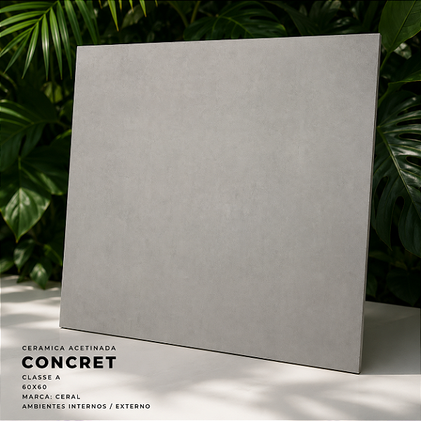 Piso Cerâmico Acetinado Classe A 60x60 Concret Ceral