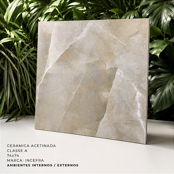 Piso Cerâmico Acetinado Classe A 74x74 Incefra
