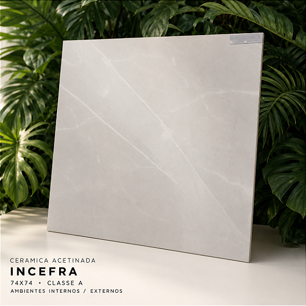 Piso Cerâmico Acetinado Classe A 74x74 Incefra Interno/Externo
