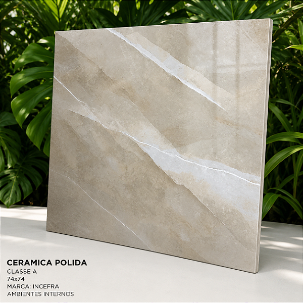 Piso Cerâmico Polido Classe A 74x74 Incefra Interno