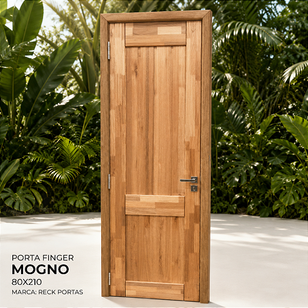 Porta de Madeira Finger Mogno 80x210 Reck Portas