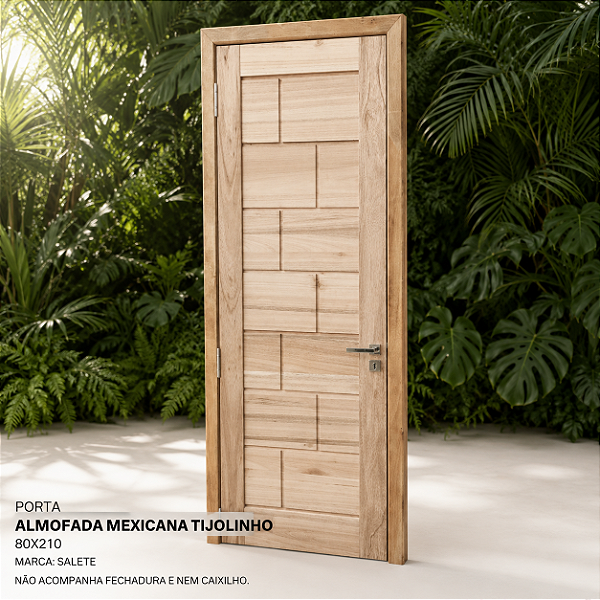 Porta de Madeira Almofada Mexicana Tijolinho 80x210 Salete