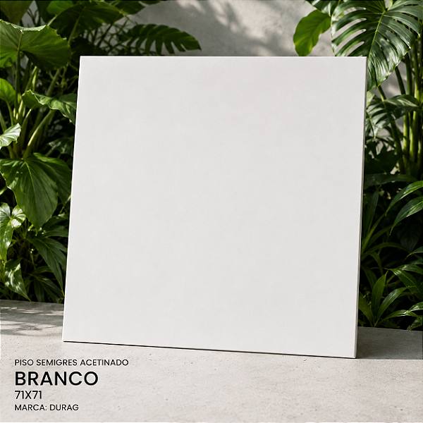Piso Semigres Acetinado 71x71 Branco Retificado Durag