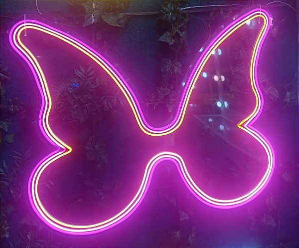 Letreiro Luminoso Painel Neon Borboleta Tripla 80x100 - Rei do Neon