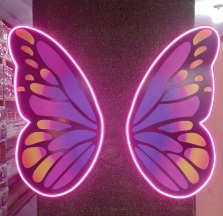 Letreiro Luminoso Painel Neon Borboleta Adesivada 80x100 - Rei do neon