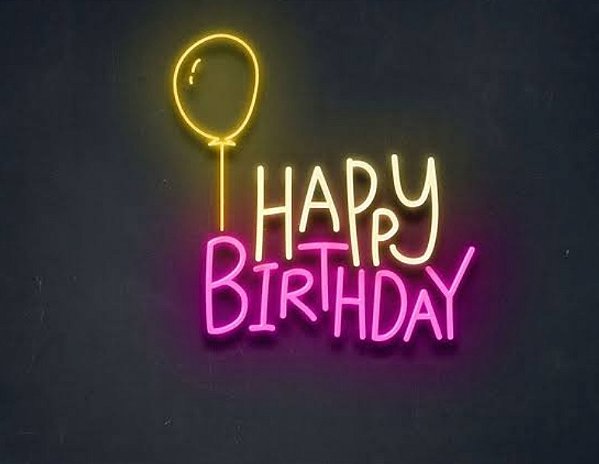 Letreiro Luminoso Painel Neon Happy BIRTHDAY 50x40 - Rei do Neon