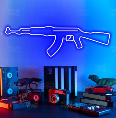 Letreiro Luminoso Painel Neon Rifle ak 47