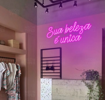 Letreiro Luminoso Painel Neon Sua Beleza é Unica 40 x 100