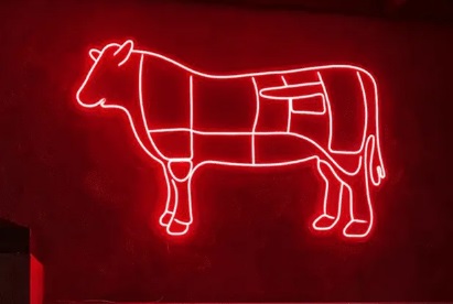 Letreiro Luminoso Painel Neon Boi Cortes de Carne 52 x 90