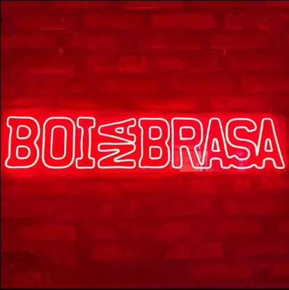 Letreiro Luminoso Painel Neon Boi na Brasa 30 x 90