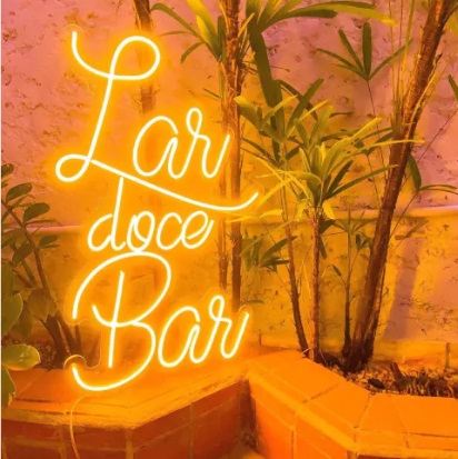 Letreiro Luminoso Painel Neon Lar Doce Bar 45 x 70