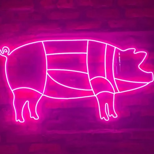 Letreiro Luminoso Painel Neon Cortes Porco 50x100