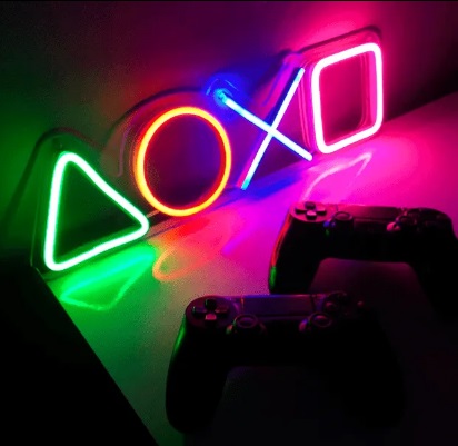 Letreiro Luminoso Painel Neon Botoes Controle Playstation 10x40